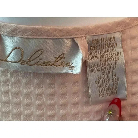 DELICATES vintage robe baby pink waffle texture size medum - Picture 5 of 5